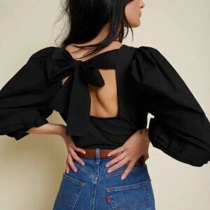 NWOT Nation LTD Gracie Pintuck Combo Top Black Size Small